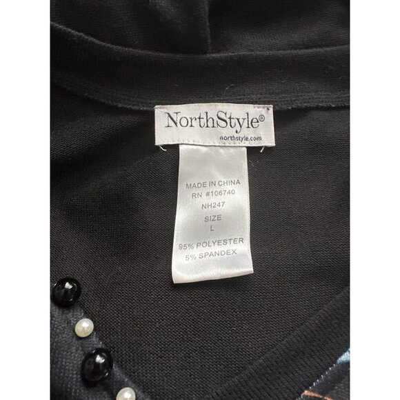 NorthStyle Black Boho Dress Embroidered Print Knit Beading Tattoo Sleeves Large - Picture 7 of 7